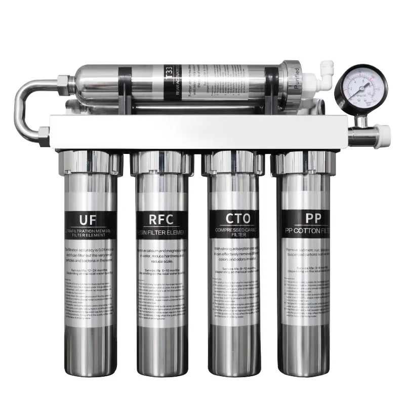 5-Stage Stainless Steel Under-Sink Water Filter Self-Cleaning Function 500 GPD Flow Rate Manual Powered Ultrafiltration System
5-Stage Stainless Steel Under-Sink Water Filter Self-Cleaning Function 500 GPD Flow Rate Manual Powered Ultrafiltration System