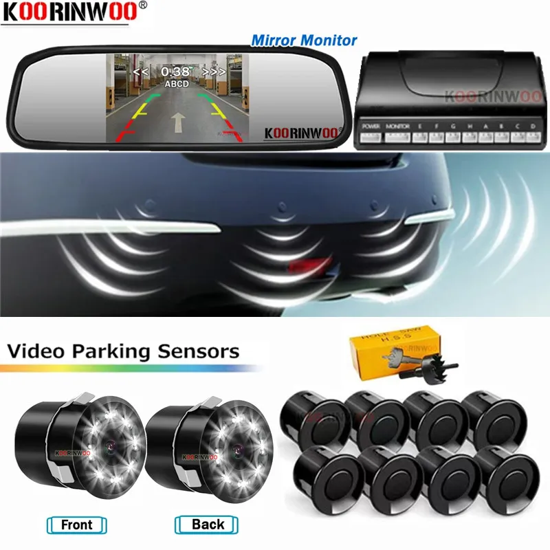 Koorinwoo ЖК-дисплей 5 дюймов, умная система зеркала для датчика парковки HD, 8/4, радар, передняя камера, камера заднего вида, система звуков, помощь при парковке
Koorinwoo ЖК-дисплей 5 дюймов, умная система зеркала для датчика парковки HD, 8/4, радар, передняя камера, камера заднего вида, система звуков, помощь при парковке