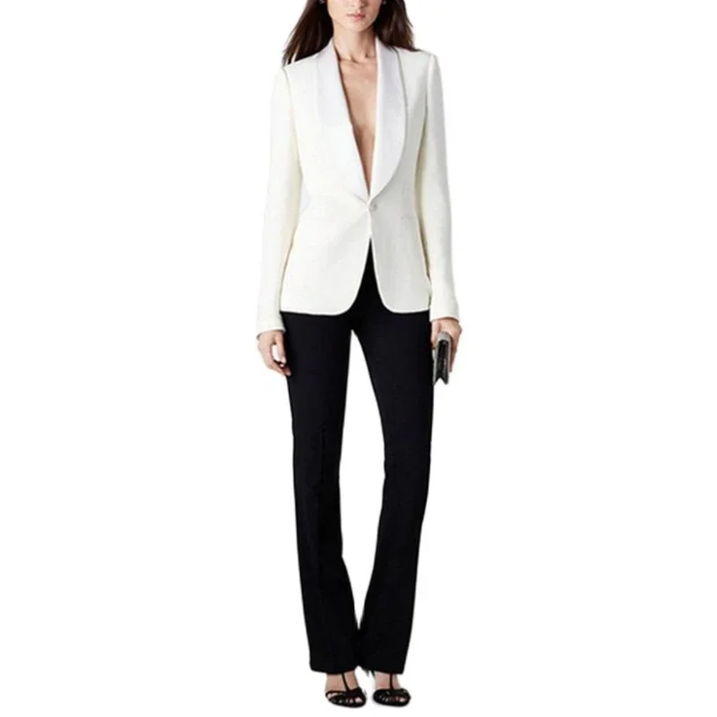 Women Suit One Button Slim 2 Pieces Set Fit Business Custom Made Office Lady Suit Jacket With Black Pants
Women Suit One Button Slim 2 Pieces Set Fit Business Custom Made Office Lady Suit Jacket With Black Pants