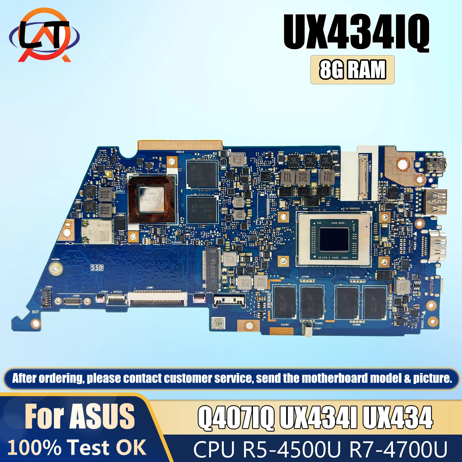 UX434IQ notebook Mainboard For ASUS Zenbook Q407IQ UX434I UX434 Laptop Motherboard CPU R5-4500U R7-4700U 8G-RAM MX350 V2G
UX434IQ notebook Mainboard For ASUS Zenbook Q407IQ UX434I UX434 Laptop Motherboard CPU R5-4500U R7-4700U 8G-RAM MX350 V2G