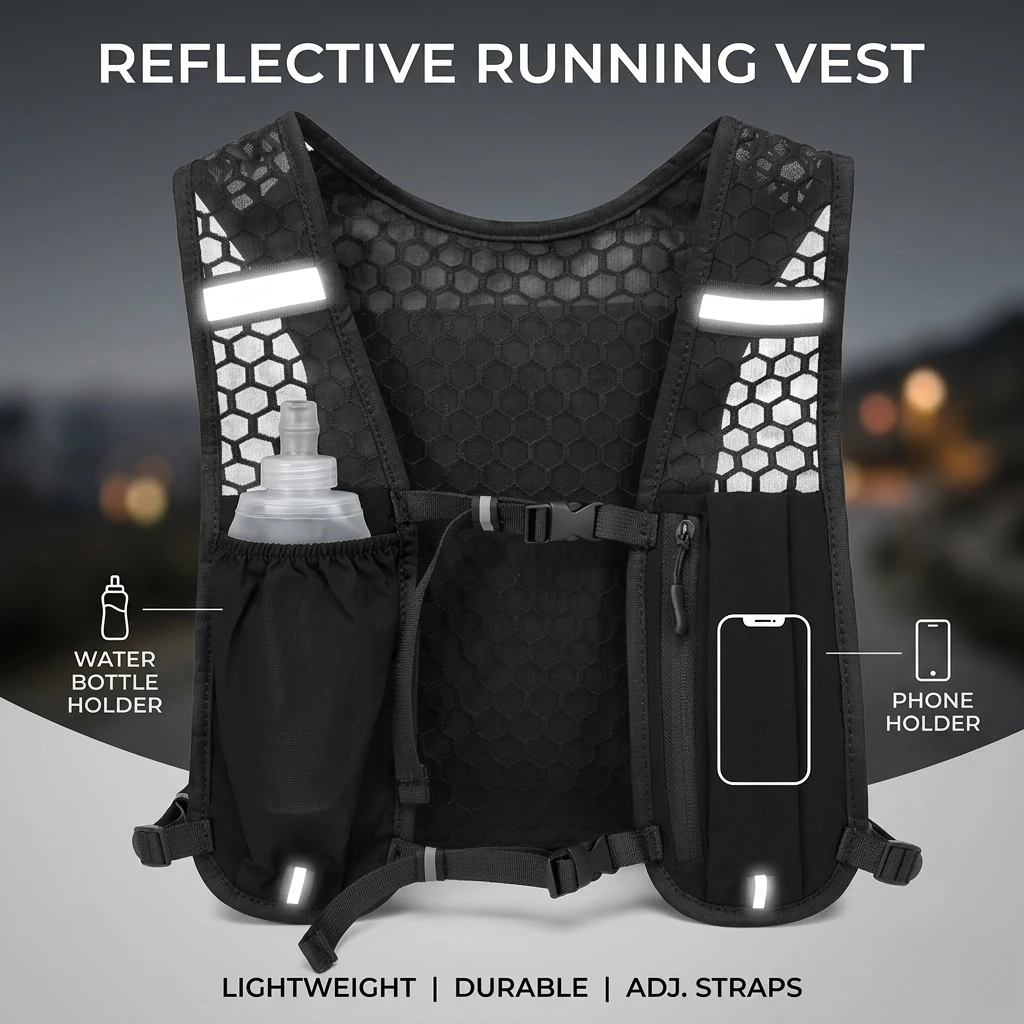 Running Hydration Vest Lightweight Water Bottle Chest Pack Reflective Trail Marathon Backpack Phone Holder Outdoor Men Women
Running Hydration Vest Lightweight Water Bottle Chest Pack Reflective Trail Marathon Backpack Phone Holder Outdoor Men Women