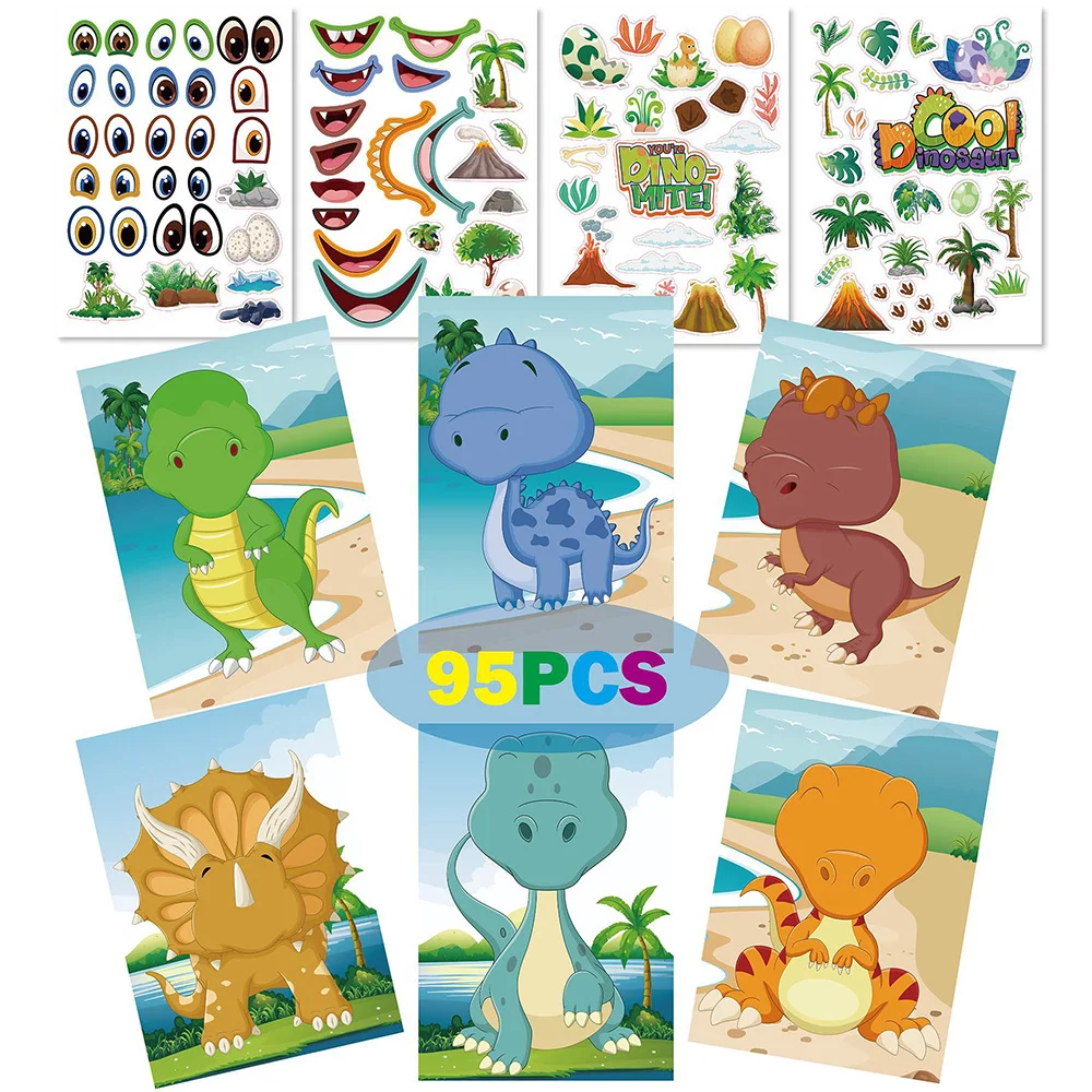 10 Sheets Make-a-Face Dinosaur Stickers Animal DIY Decals Kids Educational Toys Waterproof Cute Cartoon Make Your Own Sticker
10 Sheets Make-a-Face Dinosaur Stickers Animal DIY Decals Kids Educational Toys Waterproof Cute Cartoon Make Your Own Sticker