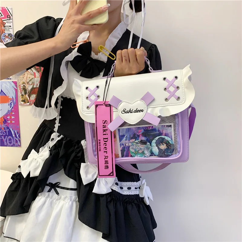 Japanese Sweet Tie Heart Backpack Women Color Block Ruffle Large Capacity Shoulder Bag Ladies Kawaii Anime Badge Ita Bag Daypack
Japanese Sweet Tie Heart Backpack Women Color Block Ruffle Large Capacity Shoulder Bag Ladies Kawaii Anime Badge Ita Bag Daypack