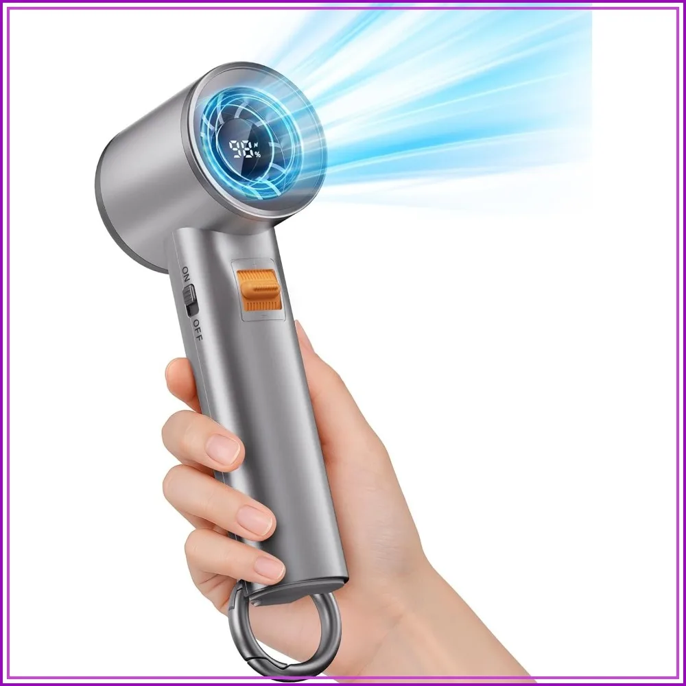 5000mAh Portable Handheld Turbo Fan, 100 Speeds, 20hrs, Digital Display for Travel & Camping
5000mAh Portable Handheld Turbo Fan, 100 Speeds, 20hrs, Digital Display for Travel & Camping