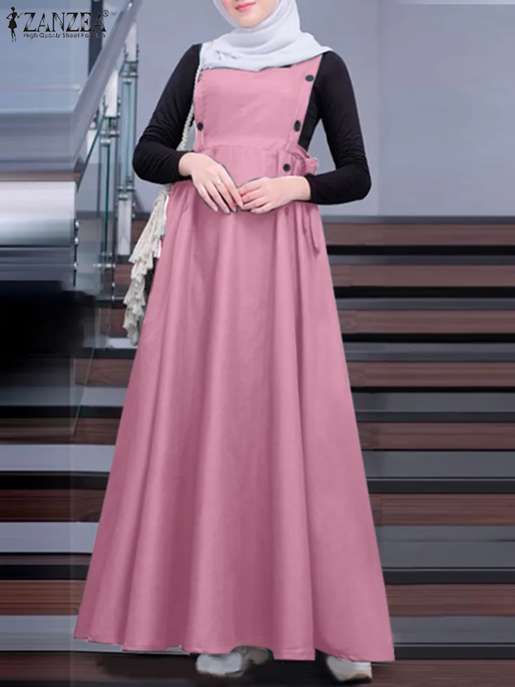 Women Autumn Spaghetti Strap Solid Long Vestido ZANZEA Vintage Muslim Overalls Dress Eid Mubarek Ramadan Abaya Sundress Kaftan
Women Autumn Spaghetti Strap Solid Long Vestido ZANZEA Vintage Muslim Overalls Dress Eid Mubarek Ramadan Abaya Sundress Kaftan