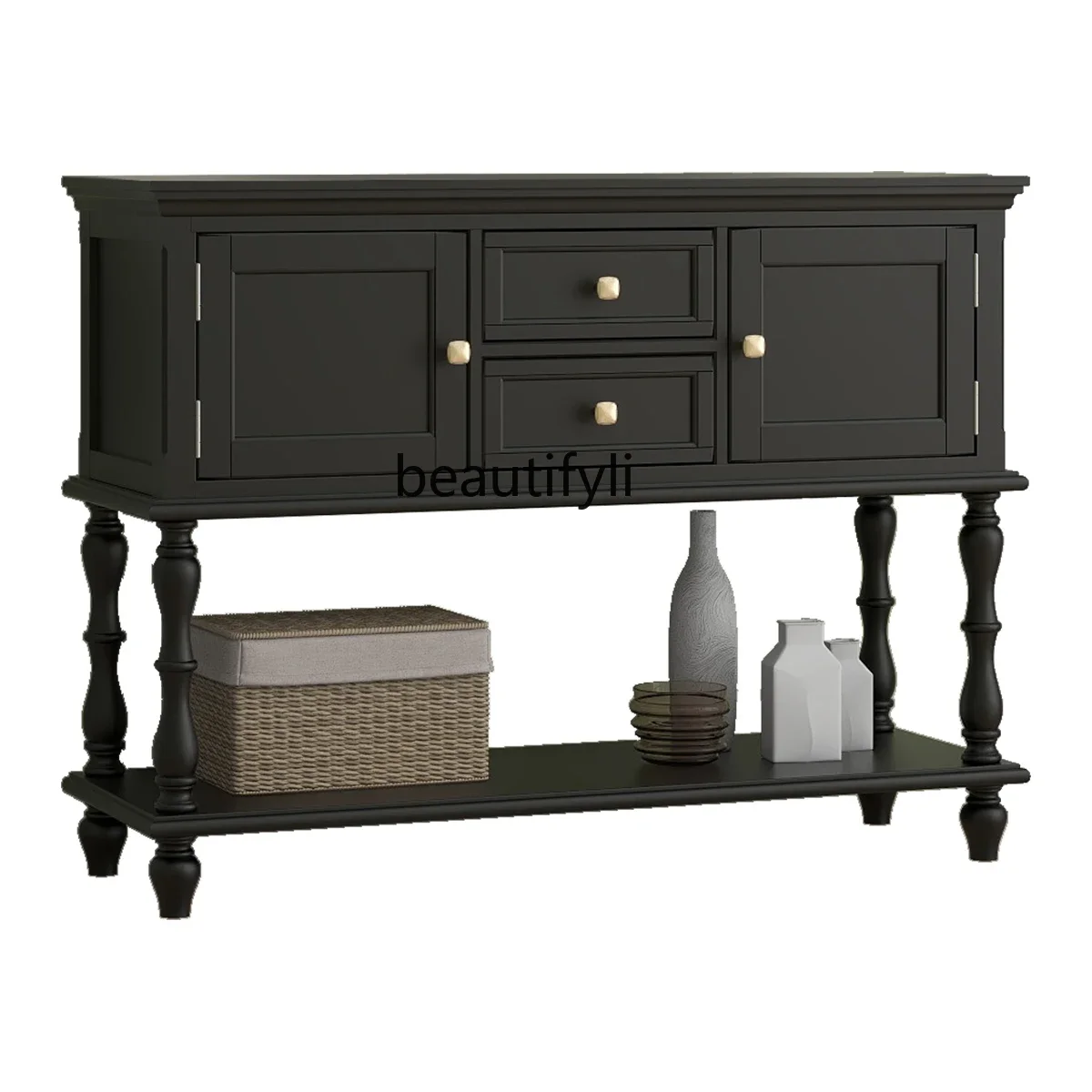 New style Vintage American entrance cabinet Solid wood dining side cabinet Living room partition corridor table Black shelf
New style Vintage American entrance cabinet Solid wood dining side cabinet Living room partition corridor table Black shelf
