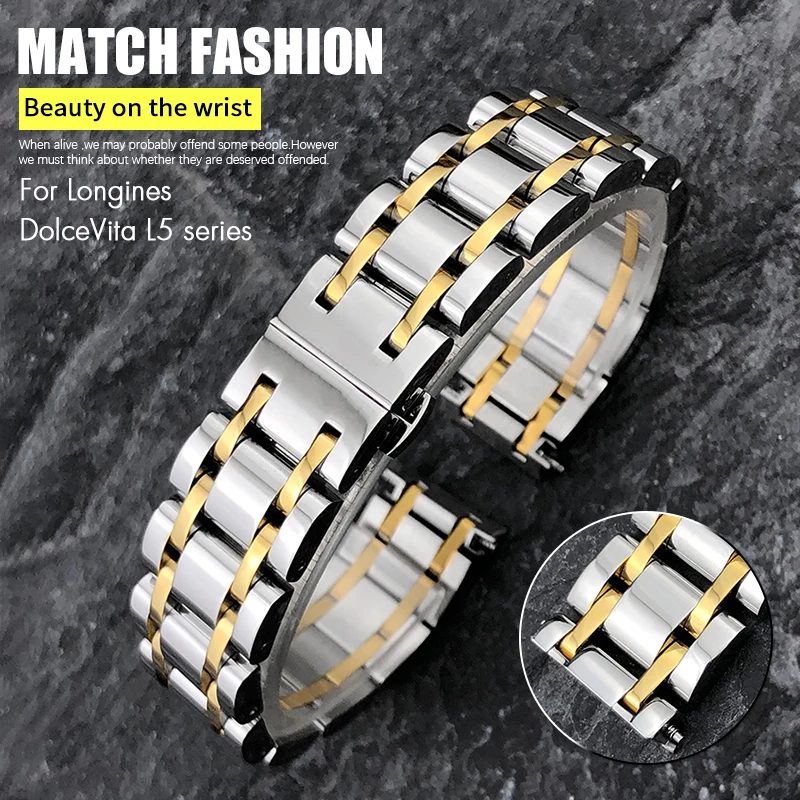 15mm 17mm Solid 316L Stainless Steel Watchband for Longines L5.512 L5.255 Silver Rose Golden Bracelets Women Lady Watch Strap
15mm 17mm Solid 316L Stainless Steel Watchband for Longines L5.512 L5.255 Silver Rose Golden Bracelets Women Lady Watch Strap