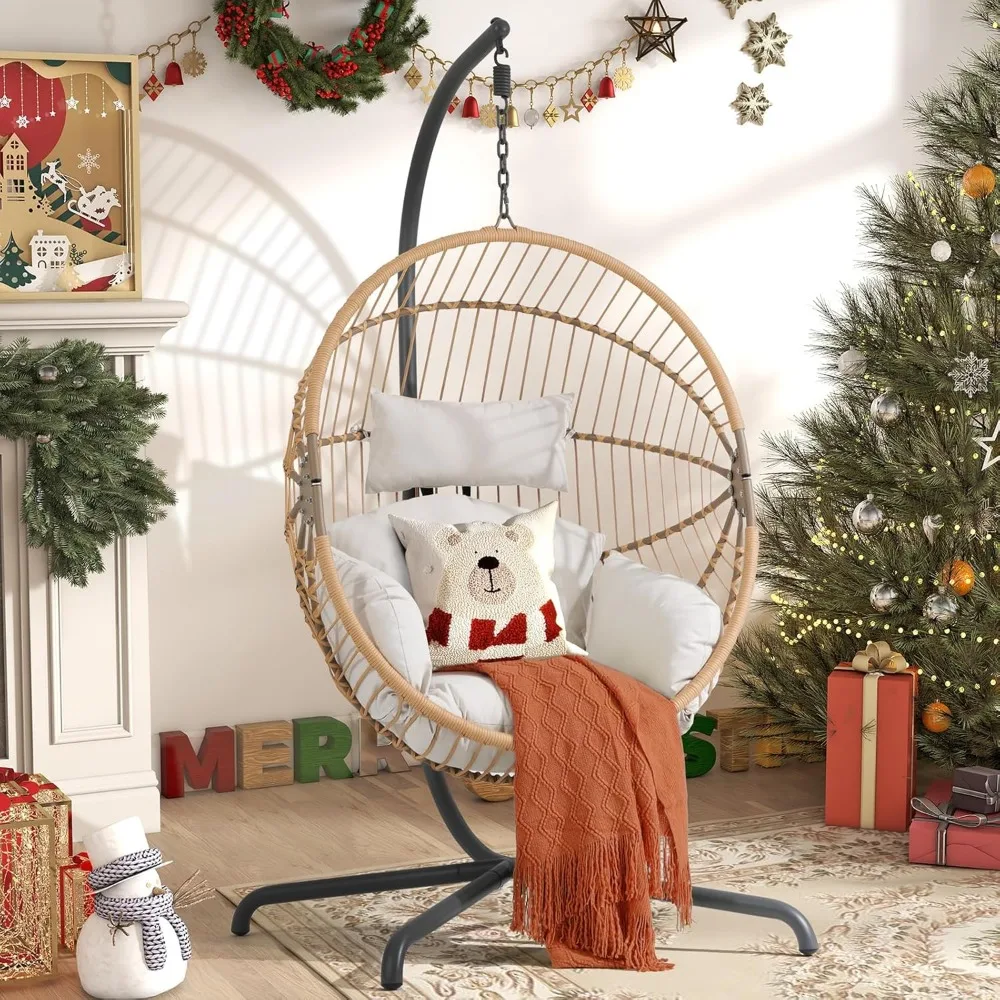 Indoor Outdoor Egg Swing Chair with Stand, Oversized Cocoon-Shaped Rope Woven Hanging Chair, Cushion,Safety Strap,Pati
Indoor Outdoor Egg Swing Chair with Stand, Oversized Cocoon-Shaped Rope Woven Hanging Chair, Cushion,Safety Strap,Pati