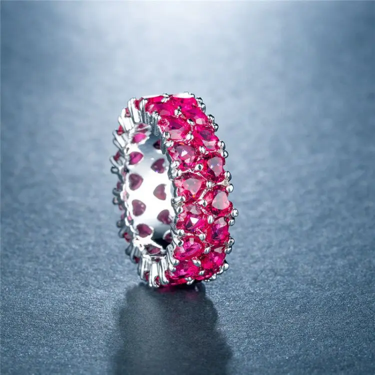 NEW Ladies Luxury Pink Heart Full Diamond Zircon Ring S925 Sterling Silver Engagement Bride Jewelry Sound Christmas Gift Cute
NEW Ladies Luxury Pink Heart Full Diamond Zircon Ring S925 Sterling Silver Engagement Bride Jewelry Sound Christmas Gift Cute