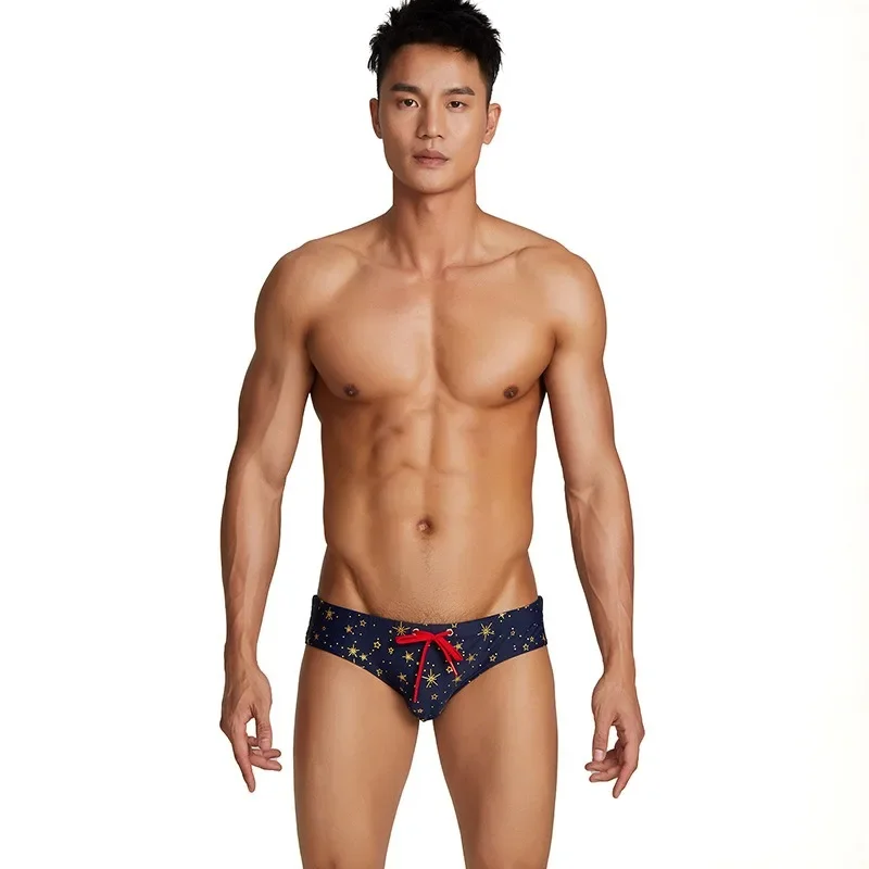 Summer new men's briefs, nylon digital printing, low-rise men's swimming trunks 220902
Summer new men's briefs, nylon digital printing, low-rise men's swimming trunks 220902
