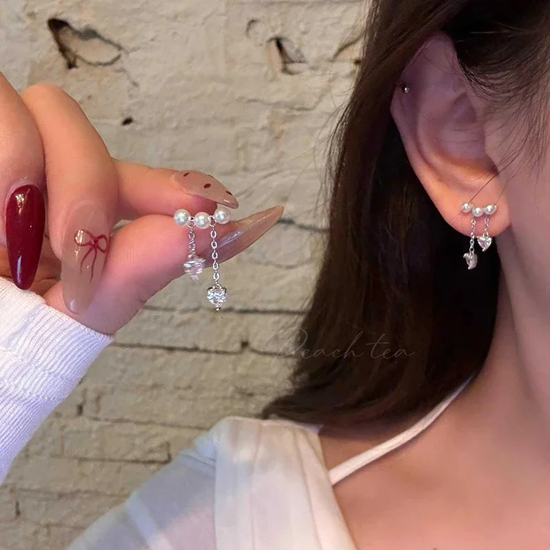 Real 925 Sterling Silver Pearl Zircon Heart Tassel Stud Earrings for Women Minimalist Cute Fine Jewelry Accessories
Real 925 Sterling Silver Pearl Zircon Heart Tassel Stud Earrings for Women Minimalist Cute Fine Jewelry Accessories