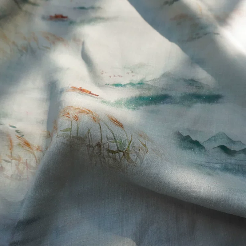 100% ramie grey white printed fabric, used for making clothing dresses and DIY sewing fabrics
100% ramie grey white printed fabric, used for making clothing dresses and DIY sewing fabrics