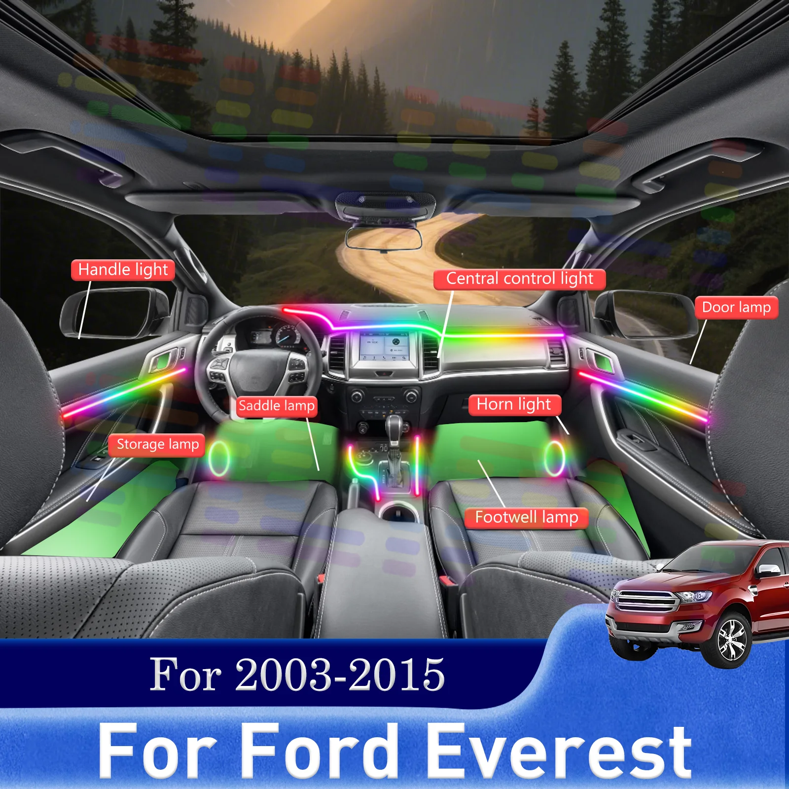 For Ford Everest RGB 64 Colors LED Smart Remote Control Car Interior Ambient Light Secure-Connect Installation Set
For Ford Everest RGB 64 Colors LED Smart Remote Control Car Interior Ambient Light Secure-Connect Installation Set