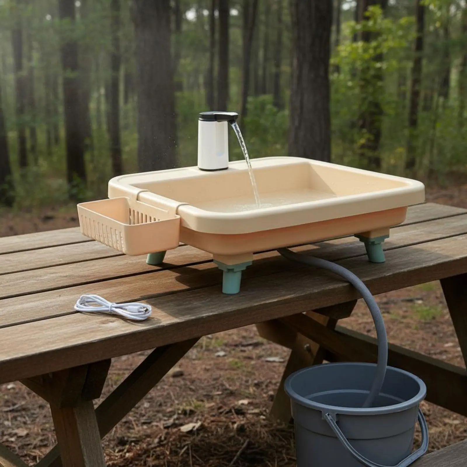 Portable Hand Washing Station Integrated Storage Basket Camping Wash Station with Faucet for RV Owners
Portable Hand Washing Station Integrated Storage Basket Camping Wash Station with Faucet for RV Owners