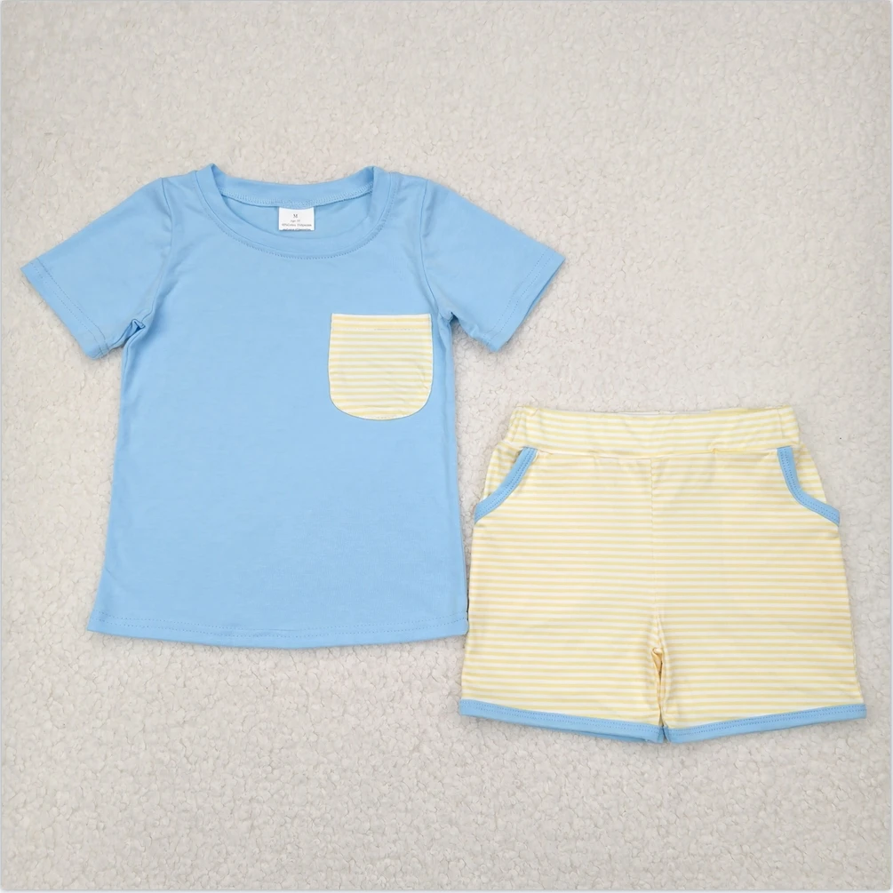Hot Sale Baby Boys Clothes Short Sleeve Summer Boutique Kids Baby Boys Blue Pocket Top Stripes Pockets Shorts Clothes Sets
Hot Sale Baby Boys Clothes Short Sleeve Summer Boutique Kids Baby Boys Blue Pocket Top Stripes Pockets Shorts Clothes Sets