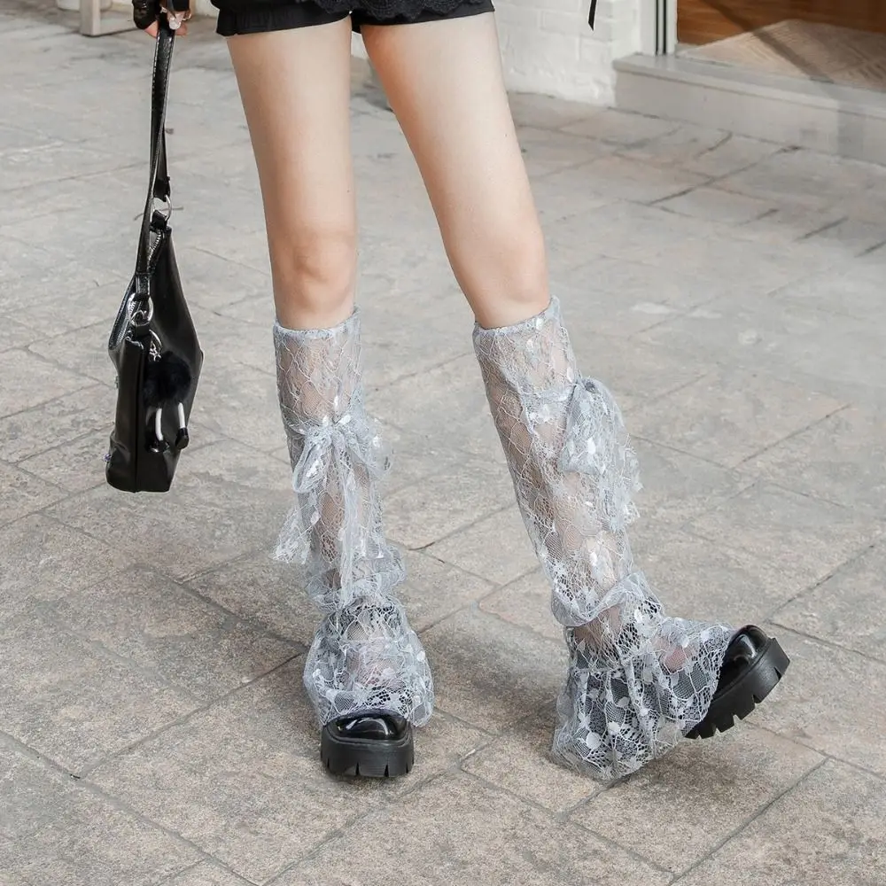 Lace-up Bow JK Calf Long Socks Transparent Lolita Y2k Loose Stockings Leg Warmers Mesh Flower Lace Knee High Socks Spring Summer
Lace-up Bow JK Calf Long Socks Transparent Lolita Y2k Loose Stockings Leg Warmers Mesh Flower Lace Knee High Socks Spring Summer