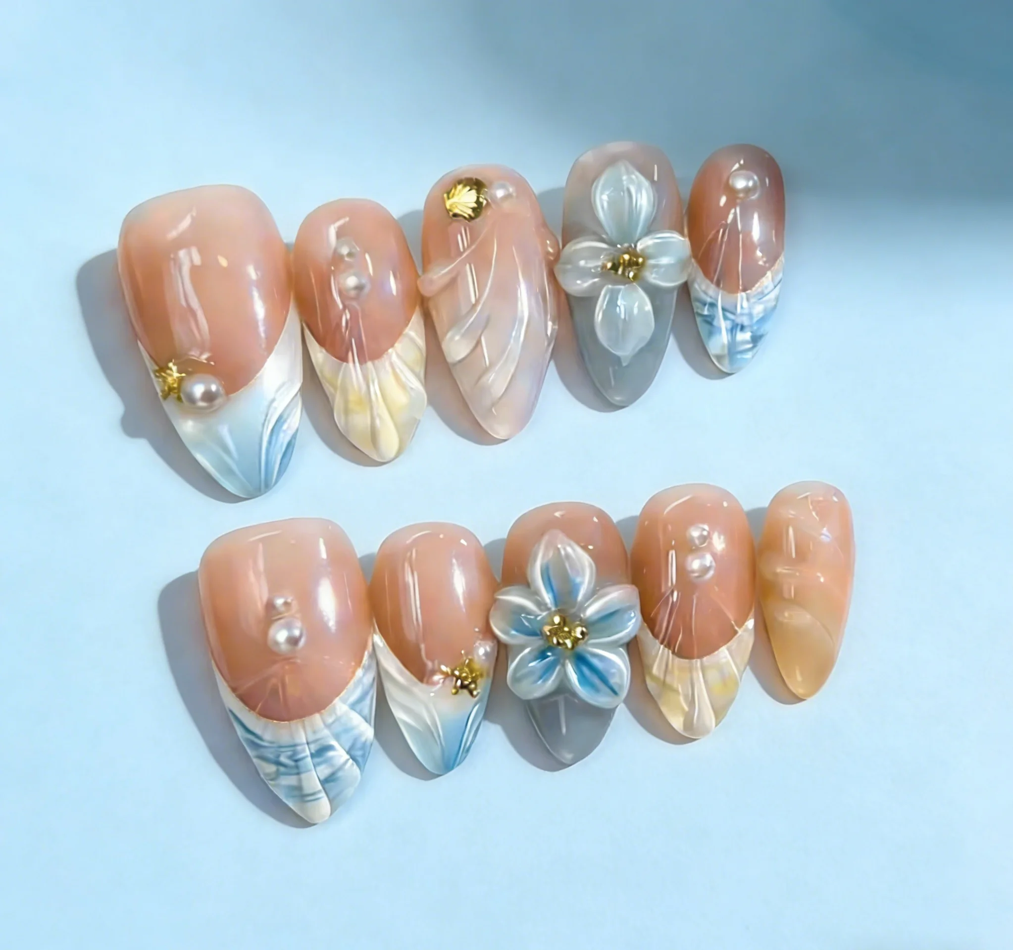 24PCS French 3D Floral Seashell Press on Nails Maillard Almond Shape Pearl Design Sweet Cool Removable Full Cover Fake Nails네일
24PCS French 3D Floral Seashell Press on Nails Maillard Almond Shape Pearl Design Sweet Cool Removable Full Cover Fake Nails네일