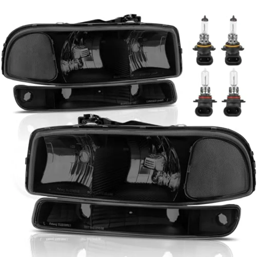 Headlight Assembly Front Lamp Compatible with 1999-2006 GMC Sierra 1500 2500 2000-2006 GMC Yukon with Black Housing Smoked Lens
Headlight Assembly Front Lamp Compatible with 1999-2006 GMC Sierra 1500 2500 2000-2006 GMC Yukon with Black Housing Smoked Lens