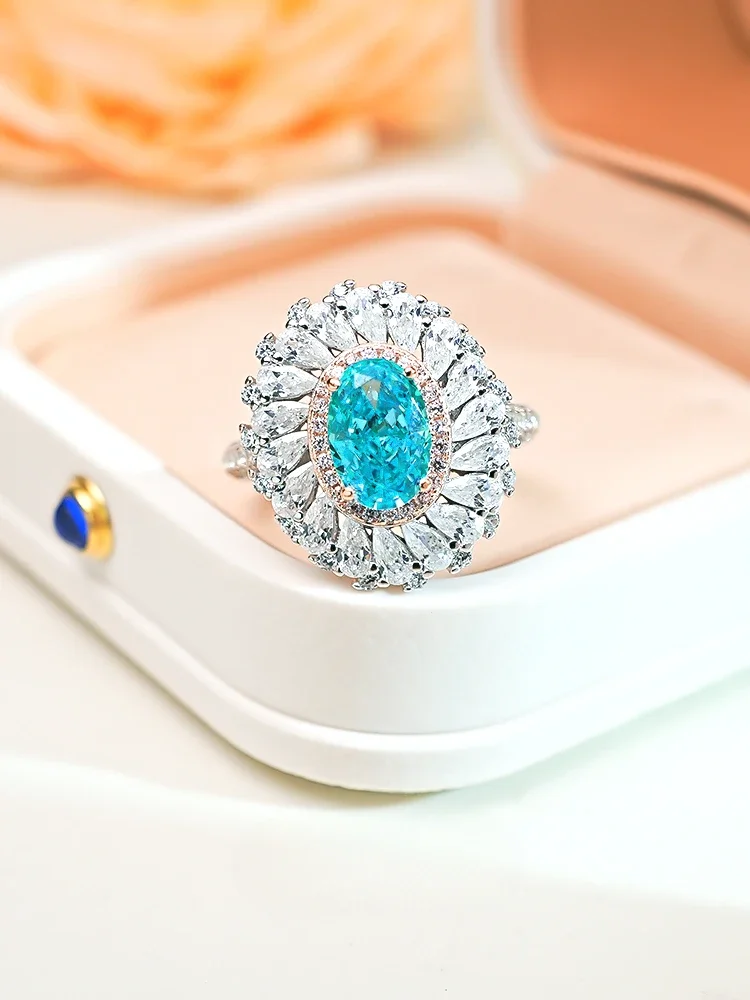 New Topa Blue Ice Cut 925 Silver Ocean Blue Treasure Ring Set, Paired with High Carbon Diamond Flower Ring
New Topa Blue Ice Cut 925 Silver Ocean Blue Treasure Ring Set, Paired with High Carbon Diamond Flower Ring