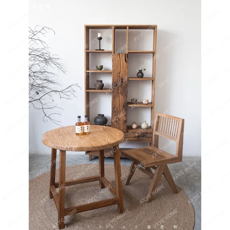 Wabi-sabi style solid wood office bookshelf, old elm bookshelf storage rack
Wabi-sabi style solid wood office bookshelf, old elm bookshelf storage rack