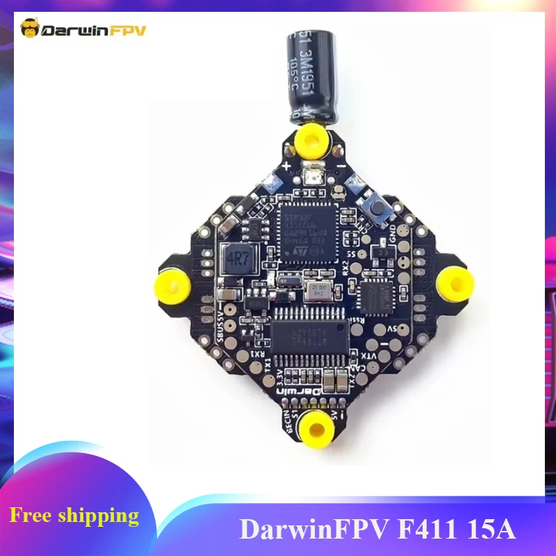 Полетный контроллер DarwinFPV F411 AIO Whoop Blheli_S Betaflight F4 15A OSD BEC BL_S 1-3S 4-в-1 ESC для FPV-дронов и гоночных квадрокоптеров
Полетный контроллер DarwinFPV F411 AIO Whoop Blheli_S Betaflight F4 15A OSD BEC BL_S 1-3S 4-в-1 ESC для FPV-дронов и гоночных квадрокоптеров
