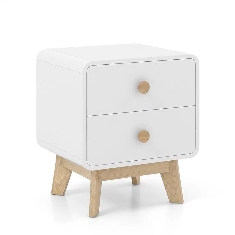 Nightstand with 2 Drawers Solid Rubber Wood Legs-White
Nightstand with 2 Drawers Solid Rubber Wood Legs-White