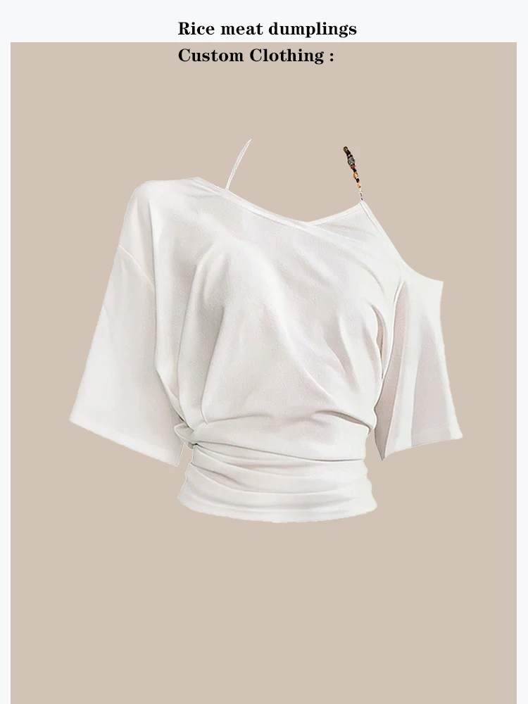 Korean Style Short Sleeve T-Shirt Women's Summer Slim Fit Cotton Polyester Neck Hanging Shoulder Chic Spicy Girl Top
Korean Style Short Sleeve T-Shirt Women's Summer Slim Fit Cotton Polyester Neck Hanging Shoulder Chic Spicy Girl Top