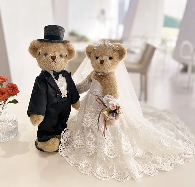 about 38cm a pair Full joint movable teddy bear plush toy stuffed animals Wedding dress dolls Valentine Wedding gift decoration
about 38cm a pair Full joint movable teddy bear plush toy stuffed animals Wedding dress dolls Valentine Wedding gift decoration