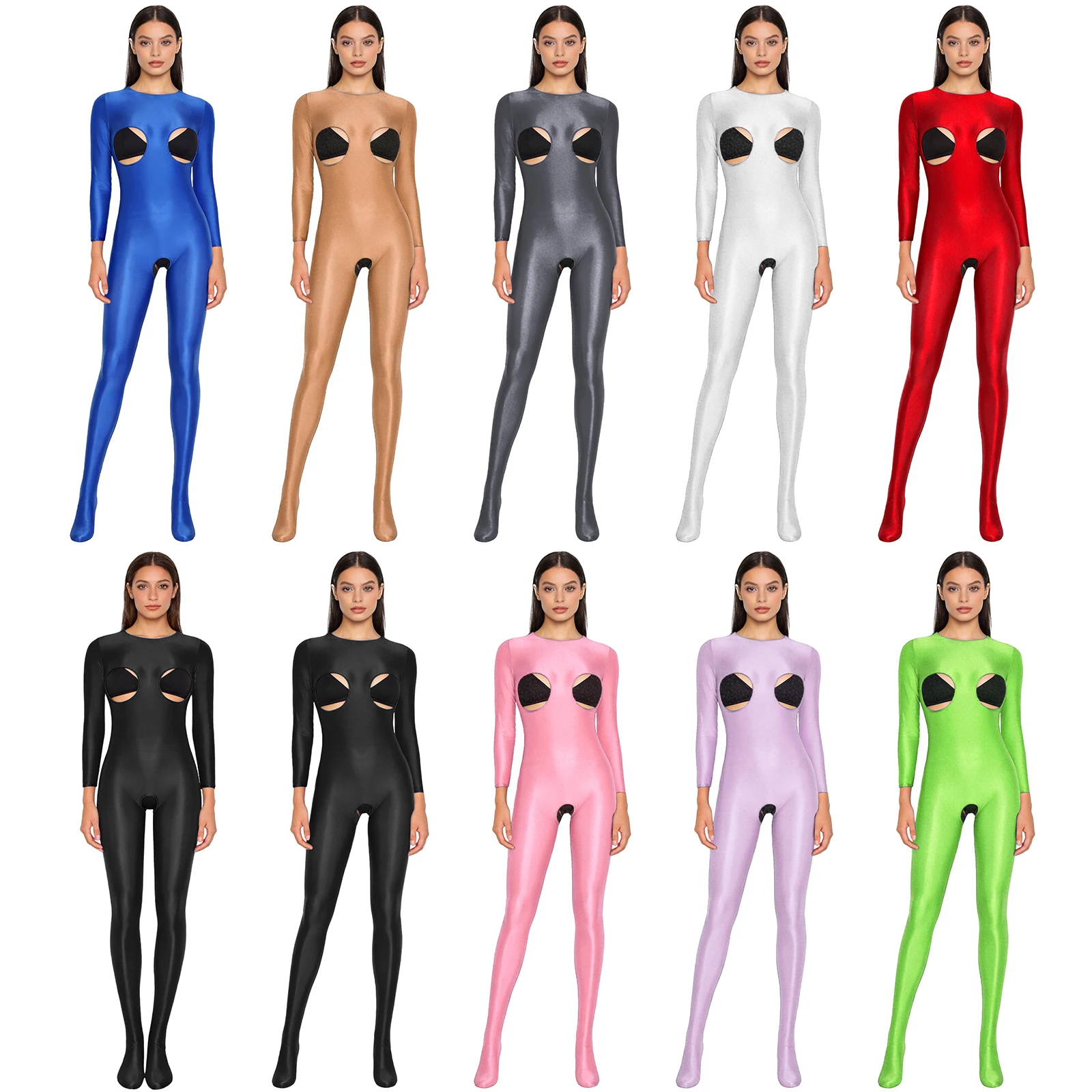 Women Sexy Lingerie Glossy Stretchy Unitard Cupless Open Crotch Long Sleeve Footed Tights Bodysuit Jumpsuit for Rave Anniversary
Women Sexy Lingerie Glossy Stretchy Unitard Cupless Open Crotch Long Sleeve Footed Tights Bodysuit Jumpsuit for Rave Anniversary