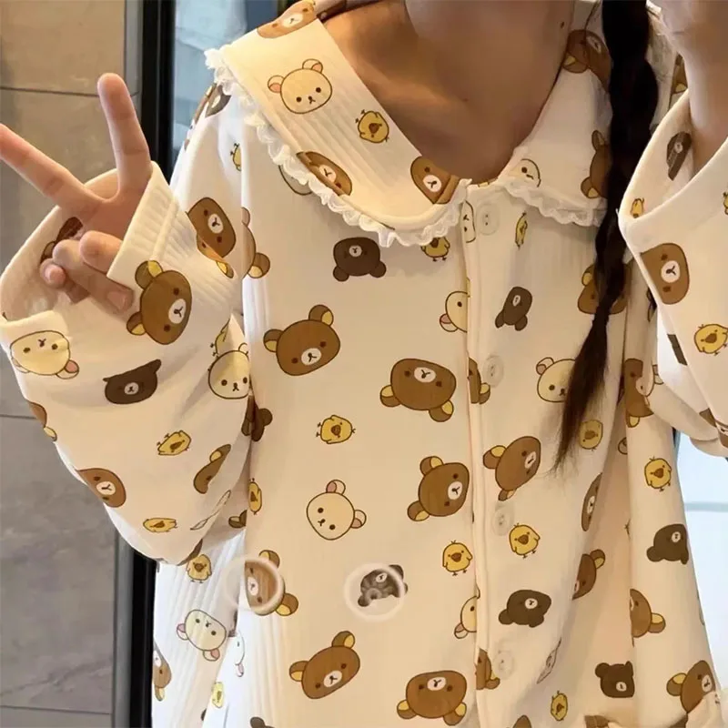 Kawaii Rilakkumas женские хлопковые пижамы для девочек и студентов с героями мультфильмов аниме осень-зима домашняя одежда комплект из двух предметов Рождественский подарок игрушки
Kawaii Rilakkumas женские хлопковые пижамы для девочек и студентов с героями мультфильмов аниме осень-зима домашняя одежда комплект из двух предметов Рождественский подарок игрушки