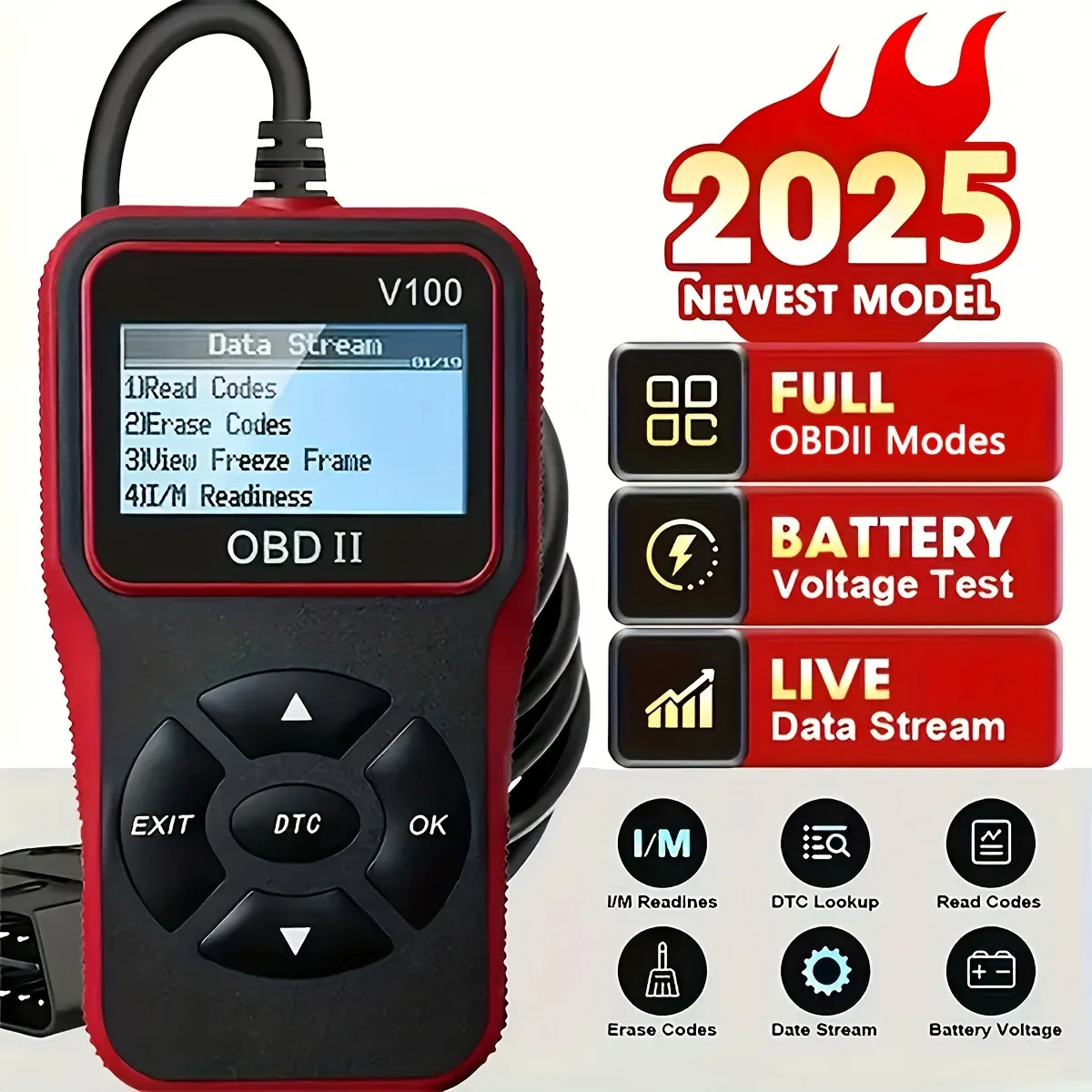 OBDII Scanner V100 Car Diagnostic Tools EOBD Auto Accessories Universal Plug and Play Digital Display OBD2 Code Reader
OBDII Scanner V100 Car Diagnostic Tools EOBD Auto Accessories Universal Plug and Play Digital Display OBD2 Code Reader