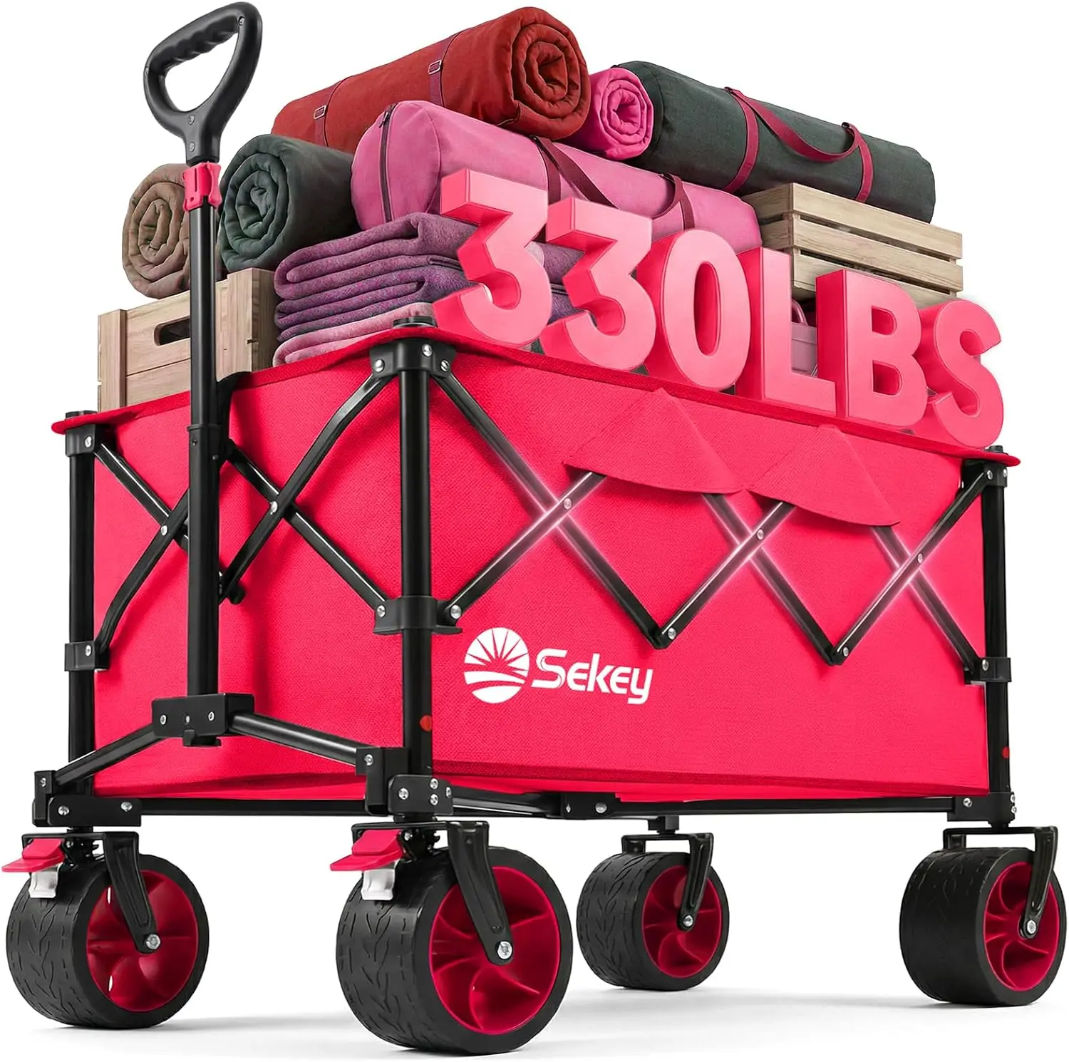 150L Heavy Duty Folding Wagon with Big All-Terrain Beach Wheels, Extra Large Collapsible Cart for Camping, Garden, Sports - Pink
150L Heavy Duty Folding Wagon with Big All-Terrain Beach Wheels, Extra Large Collapsible Cart for Camping, Garden, Sports - Pink