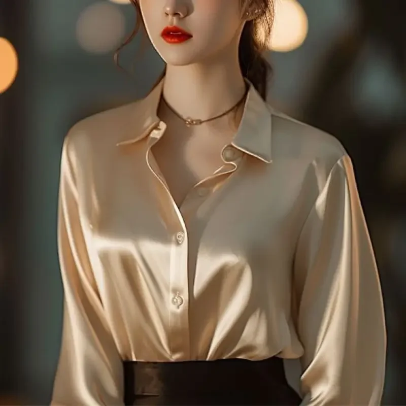 Spring Autumn Women's Solid Color Polo-Neck Button Elegant Loose Long Sleeve Versatile Commuter French Unique Shirt Tops E5181
Spring Autumn Women's Solid Color Polo-Neck Button Elegant Loose Long Sleeve Versatile Commuter French Unique Shirt Tops E5181