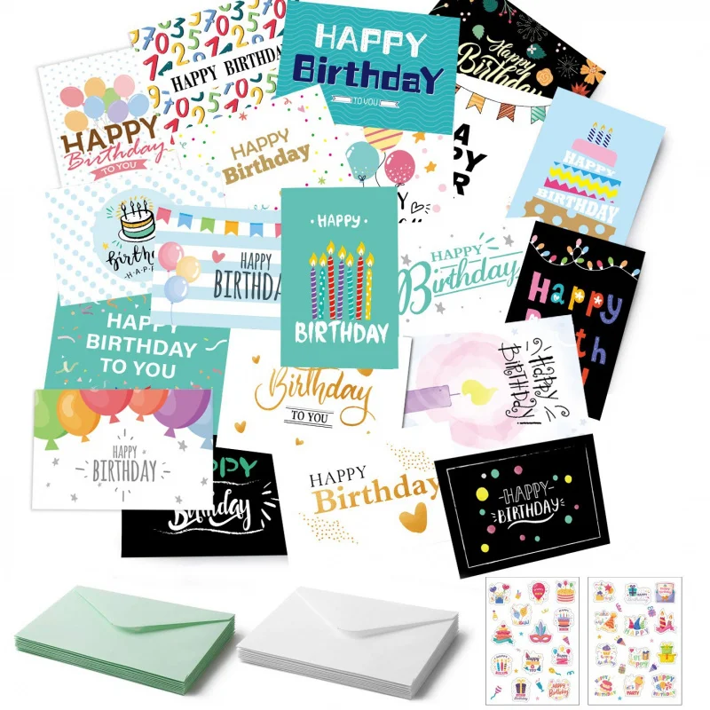 Custom.-Border Birthday Greeting Card Set with Envelope Stickers Simple Blessing Message Birthday Card 24PCs Greetin
Custom.-Border Birthday Greeting Card Set with Envelope Stickers Simple Blessing Message Birthday Card 24PCs Greetin