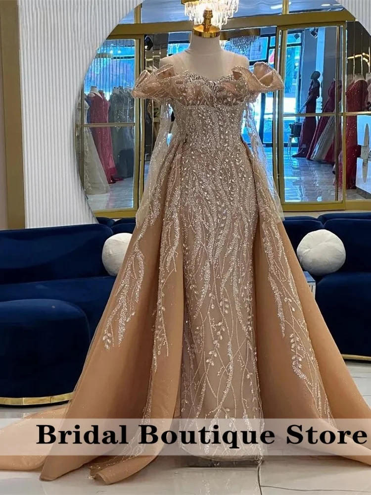 Customzied Champagen Sliver Beaded New Luxury Women Evening Dresses 2025 Dubai Chic Neck Strapless Long Party Gown vestidos
Customzied Champagen Sliver Beaded New Luxury Women Evening Dresses 2025 Dubai Chic Neck Strapless Long Party Gown vestidos