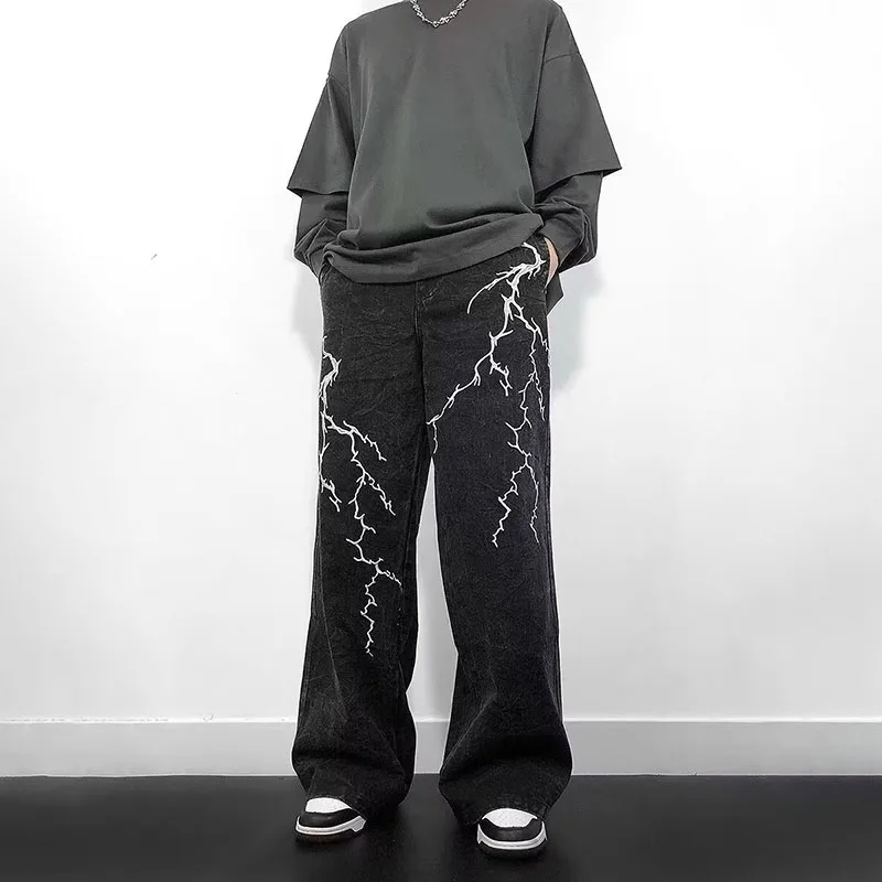 Men Black Baggy Jeans Retro Heavy Industry Embroidered Jeans Casual Pants Loose Wide Leg Straight Pants
Men Black Baggy Jeans Retro Heavy Industry Embroidered Jeans Casual Pants Loose Wide Leg Straight Pants