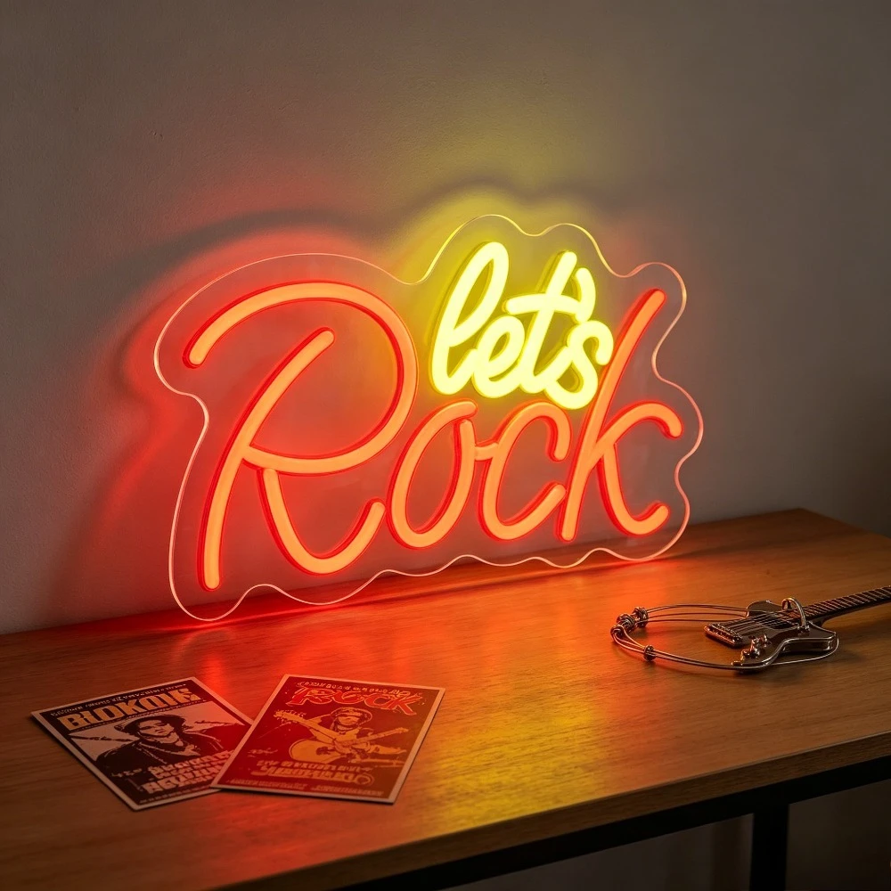 LET'S ROCK Neon Sign LED Night Light USB Powered Guitar Room Decoration RGB Music Mood Lamp Studio Desk Art Gift
LET'S ROCK Neon Sign LED Night Light USB Powered Guitar Room Decoration RGB Music Mood Lamp Studio Desk Art Gift