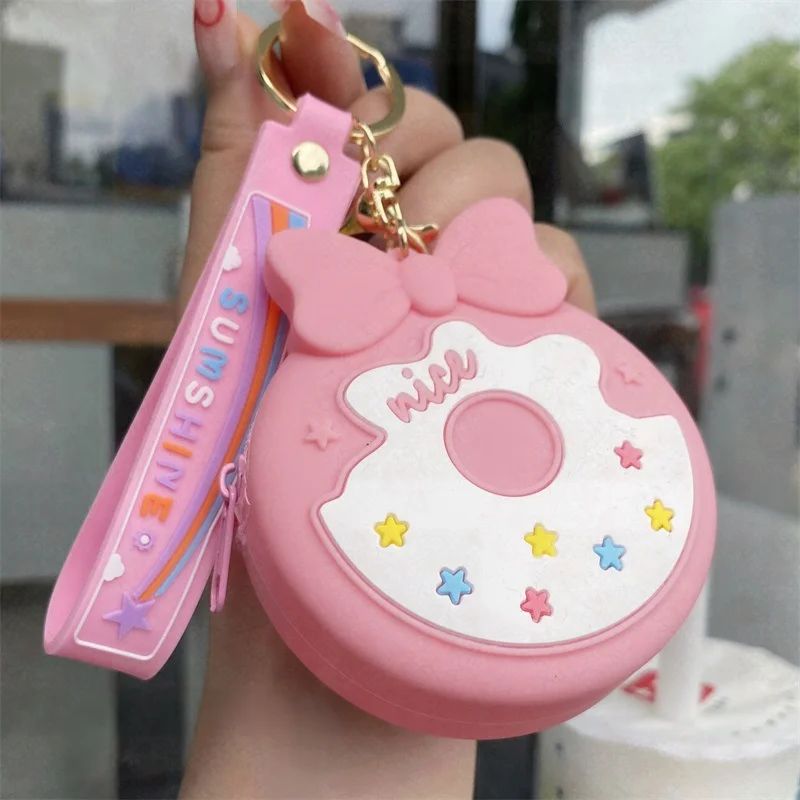 Cartoon Donut Coin Purse Key Chain Silicone Mini Bow Storage Key Ring Pendant Student Bag Key Chain Phone Charm Girlfriend Gift
Cartoon Donut Coin Purse Key Chain Silicone Mini Bow Storage Key Ring Pendant Student Bag Key Chain Phone Charm Girlfriend Gift
