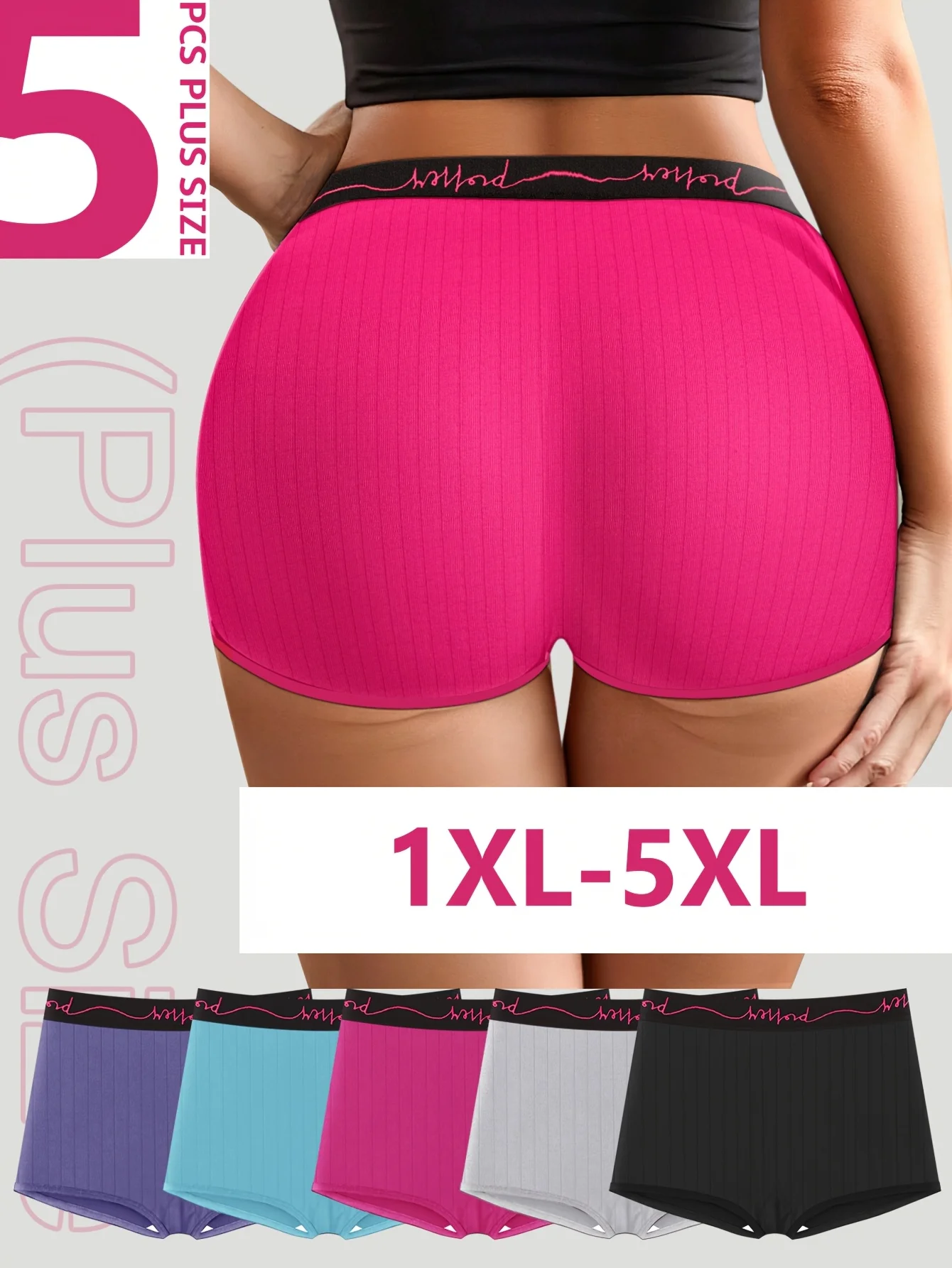 5-Pack Plus-Size Underwear, Oversized Boxers, Square-Cut Shorts, Safety Shorts, Women'S Panties with Lettered Waistband And Vert
5-Pack Plus-Size Underwear, Oversized Boxers, Square-Cut Shorts, Safety Shorts, Women'S Panties with Lettered Waistband And Vert