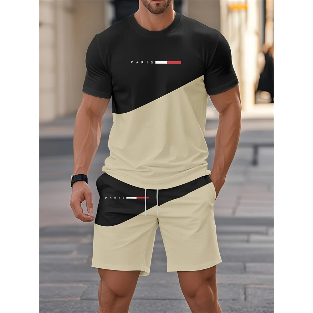 Summer Men's Striped Letter Printed Short Sleeved Top and Shorts 2-piece Set With Drawstring Shorts, Oversized Loose Casual Top
Summer Men's Striped Letter Printed Short Sleeved Top and Shorts 2-piece Set With Drawstring Shorts, Oversized Loose Casual Top
