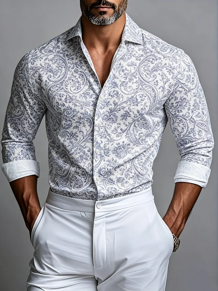 Mens Stylish Slim Fit Shirt Long Sleeve Vintage Floral Paisley Jacquard Smart Casual Elegant Shirt
Mens Stylish Slim Fit Shirt Long Sleeve Vintage Floral Paisley Jacquard Smart Casual Elegant Shirt