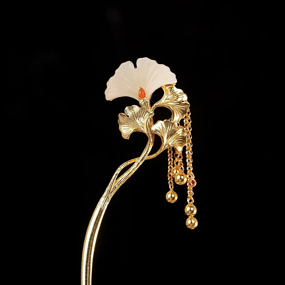 Classic beads tassel national style shiny hair jewelry Natural Hotan Jade white gingko leaf tiara exquisite hanfu accessories
Classic beads tassel national style shiny hair jewelry Natural Hotan Jade white gingko leaf tiara exquisite hanfu accessories