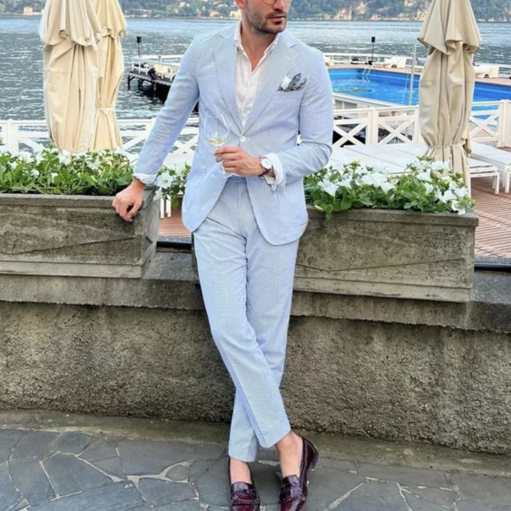 Men Suits Slim Fit Fashion Casual Vertical Striped Notch Lapel Single Breasted Blazer with Pants 2 Piece Set Men's Clothing
Men Suits Slim Fit Fashion Casual Vertical Striped Notch Lapel Single Breasted Blazer with Pants 2 Piece Set Men's Clothing