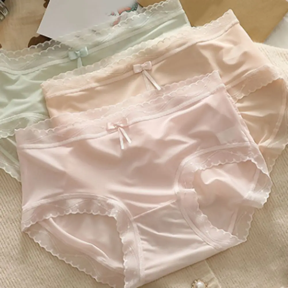 5PCS Simple Bow Ice Silk Panties Seamless Cotton Crotch Mesh Transparent Briefs Underpants Mid Waist Underwear for Women Ladies
5PCS Simple Bow Ice Silk Panties Seamless Cotton Crotch Mesh Transparent Briefs Underpants Mid Waist Underwear for Women Ladies