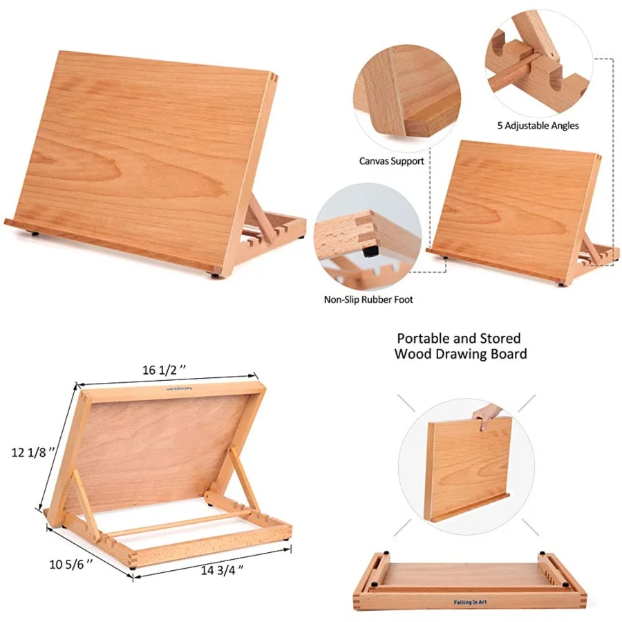 5-Position Wood Drafting Table Easel Drawing and Sketching Board, Inch by 12 1/8 Inch
5-Position Wood Drafting Table Easel Drawing and Sketching Board, Inch by 12 1/8 Inch