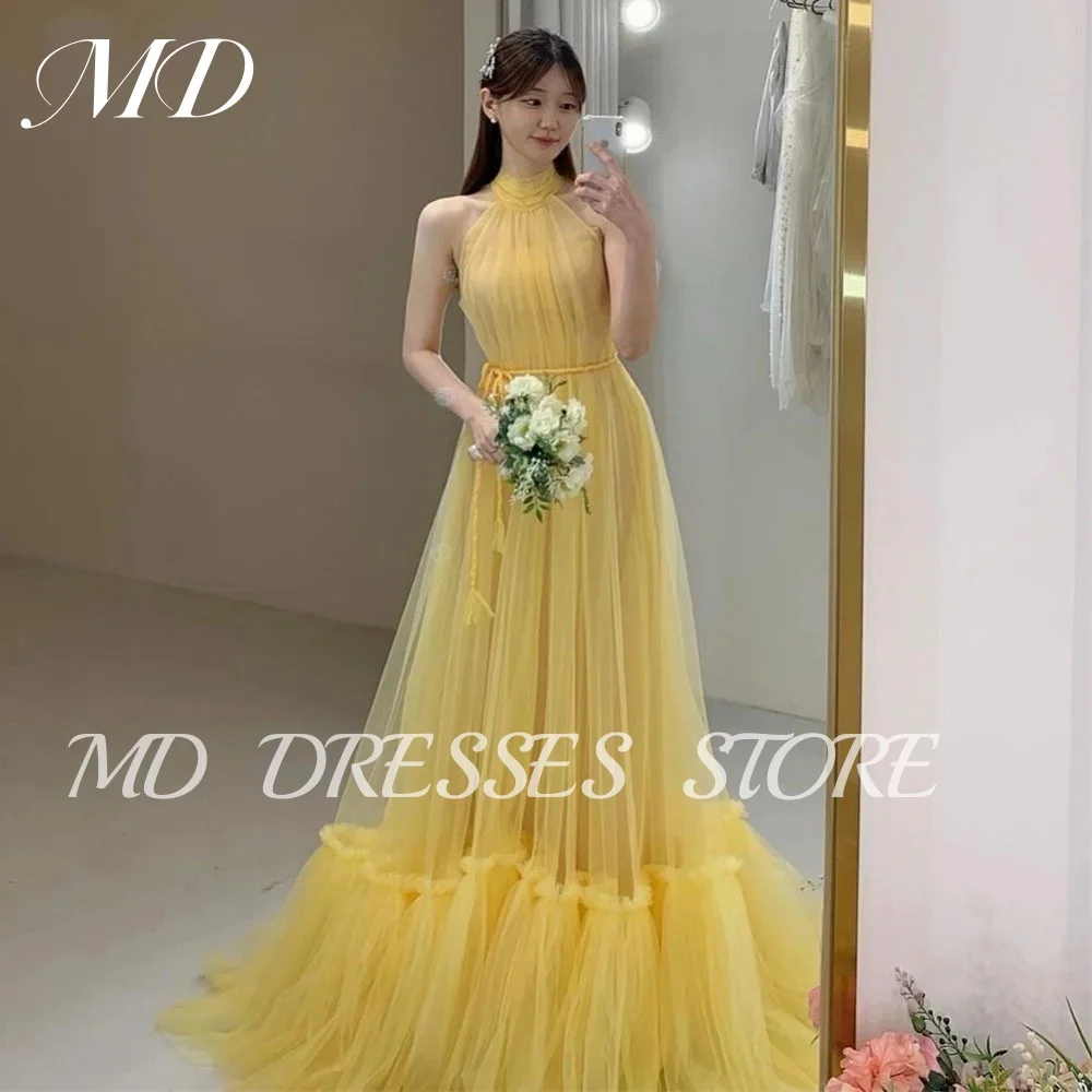 MD A-line Fairy Halter Yellow Wedding Dresses Sleeveless 웨딩드레스 Bride Gowns Korea Photoshoot Pleat Performances Dress Customized
MD A-line Fairy Halter Yellow Wedding Dresses Sleeveless 웨딩드레스 Bride Gowns Korea Photoshoot Pleat Performances Dress Customized