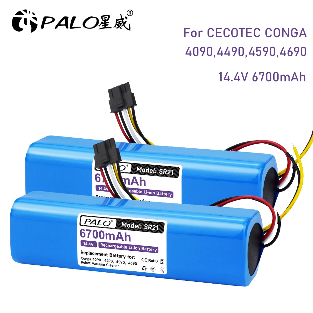 14.4V 6700mAh Mopping Robot Lithium Battery for CECOTEC CONGA 4690 4090 4490 4590 Sweeper Vacuum Cleaner Rechargeable Batteries
14.4V 6700mAh Mopping Robot Lithium Battery for CECOTEC CONGA 4690 4090 4490 4590 Sweeper Vacuum Cleaner Rechargeable Batteries