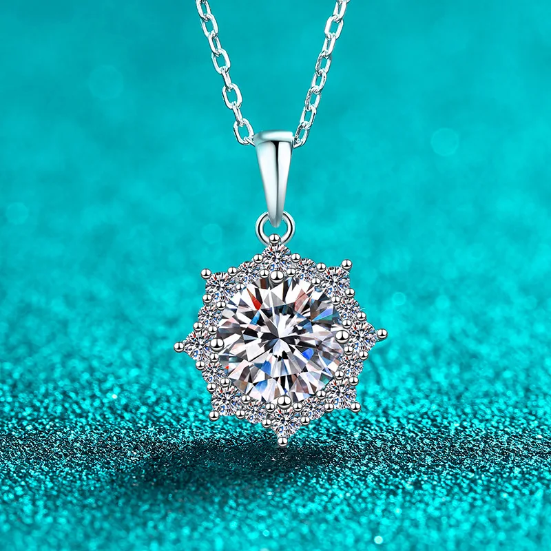 Свадебное платиновое ожерелье Pt950, блестящий подсолнух, бриллиантовый кулон, 1/2 карата, муассанит для женщин, юбилей, вневременные ювелирные изделия, подарки 
Свадебное платиновое ожерелье Pt950, блестящий подсолнух, бриллиантовый кулон, 1/2 карата, муассанит для женщин, юбилей, вневременные ювелирные изделия, подарки