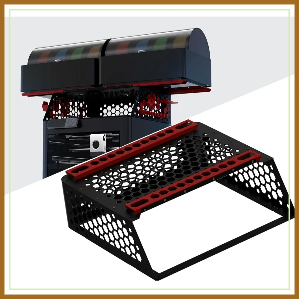 AMS Stand Riser for Bambu Lab P1S P1P X1C X1E, 2-AMS Storage Holder, Space Saving Stack, Expandable Honeycomb Design