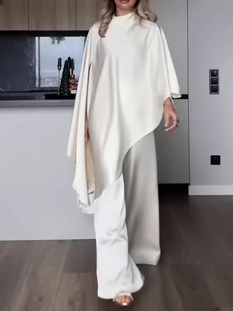 Satin Solid Color Loose Two Piece Set Spring Autumn Puff Sleeves Top and Long Pants Women Outfit 2026 Ladies Office Casual Suit
Satin Solid Color Loose Two Piece Set Spring Autumn Puff Sleeves Top and Long Pants Women Outfit 2026 Ladies Office Casual Suit